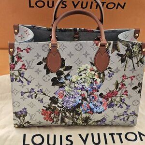 Louis Vuitton Garden ONTHEGO MM Monogram Flower Silver Tote Bag Limited Edition